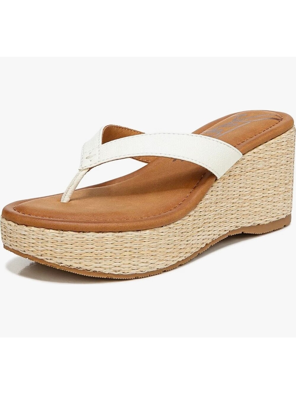 Zodiac Women's Wedge Flip Flop Sandals in White and Tan Sz 8.5 NIB